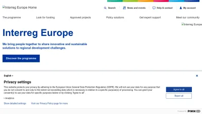 Screenshot preview of interregeurope.eu