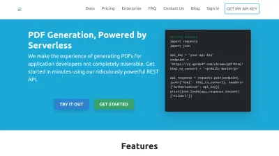 Screenshot of Api2pdf.com