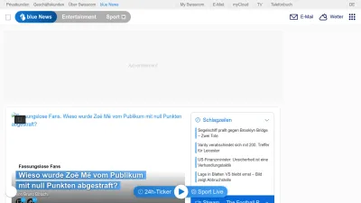 Screenshot of Bluewin.ch
