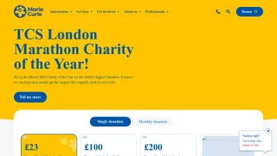 Screenshot of Mariecurie.org.uk