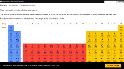 Screenshot of Webelements.com