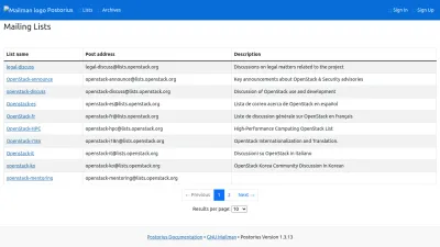 Screenshot of Lists.openstack.org