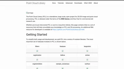 Screenshot of Pointclouds.org
