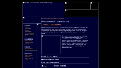 Screenshot of Stereo.gsfc.nasa.gov