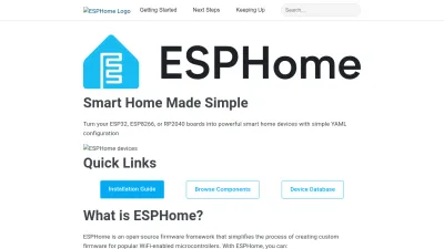 Screenshot of Esphome.io