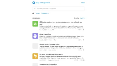 Screenshot preview of bugs.telegram.org