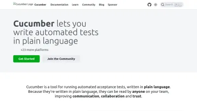 Screenshot preview of cucumber.io