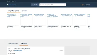 Screenshot preview of songmeanings.com