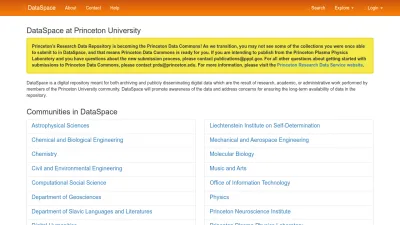 Screenshot of Dataspace.princeton.edu