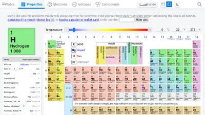 Screenshot of Ptable.com