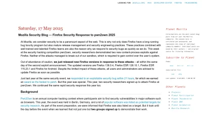 Screenshot of Planet.mozilla.org