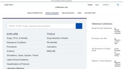 Screenshot of Reference.medscape.com