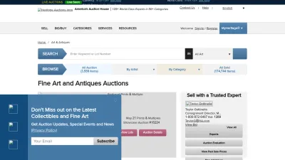 Screenshot preview of fineart.ha.com
