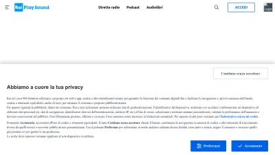 Screenshot preview of raiplaysound.it