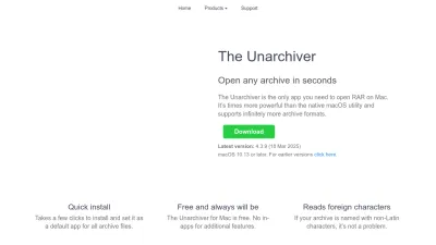 Screenshot of Theunarchiver.com