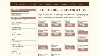 Screenshot of Theoi.com