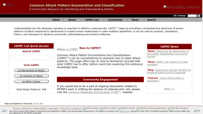 Screenshot of Capec.mitre.org