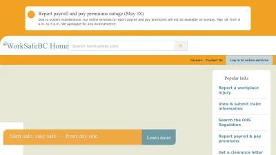 Screenshot of Worksafebc.com