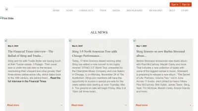 Screenshot of Sting.com