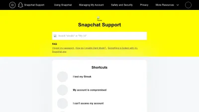 Screenshot of Help.snapchat.com