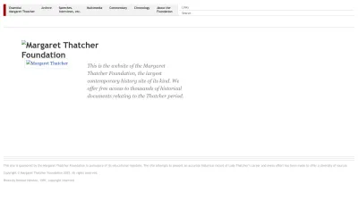 Screenshot of Margaretthatcher.org