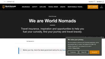 Screenshot of Worldnomads.com