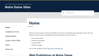 Screenshot of Sites.nd.edu