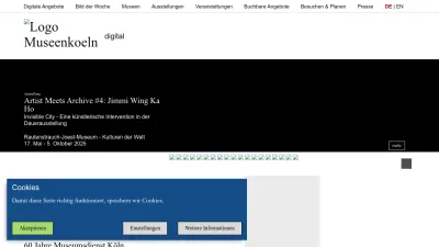 Screenshot of Museenkoeln.de
