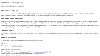 Screenshot of Lists.nongnu.org