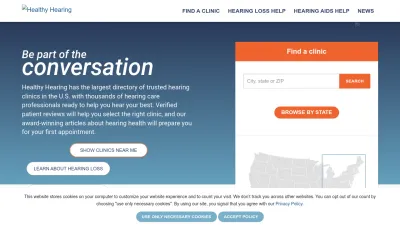 Screenshot of Healthyhearing.com