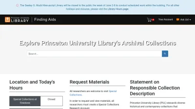 Screenshot of Findingaids.princeton.edu