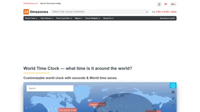 Screenshot of 24timezones.com