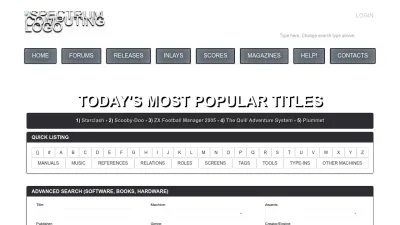 Screenshot of Spectrumcomputing.co.uk