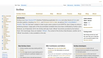 Screenshot of Wiki.scribus.net