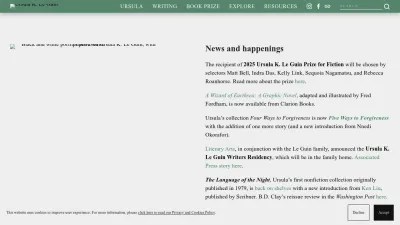 Screenshot preview of ursulakleguin.com