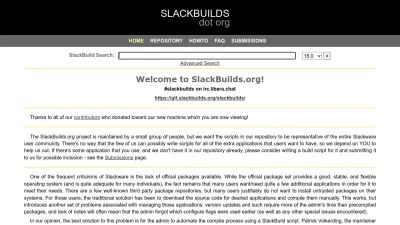 Screenshot of Slackbuilds.org