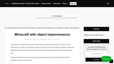 Screenshot of Aiweirdness.com