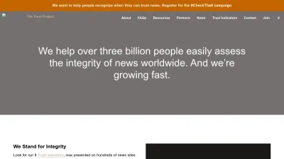 Screenshot of Thetrustproject.org