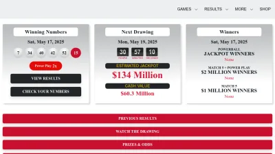 Screenshot of Powerball.com