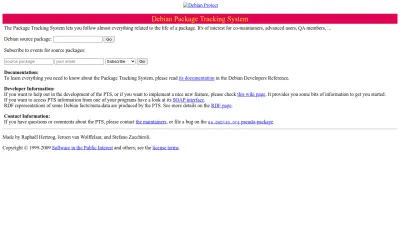 Screenshot of Packages.qa.debian.org