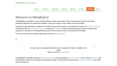 Screenshot of Metabrainz.org