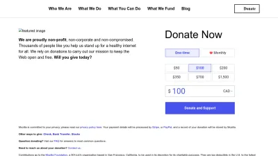Screenshot of Donate.mozilla.org