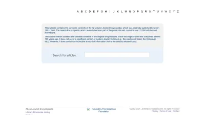 Screenshot of Jewishencyclopedia.com