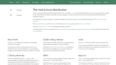 Screenshot of Voidlinux.org