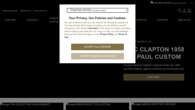 Screenshot of Gibson.com