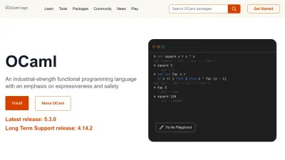 Screenshot of Ocaml.org