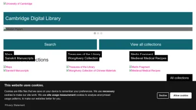 Screenshot of Cudl.lib.cam.ac.uk