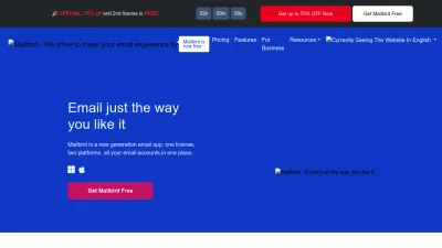 Screenshot of Getmailbird.com