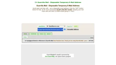 Screenshot of Guerrillamail.com