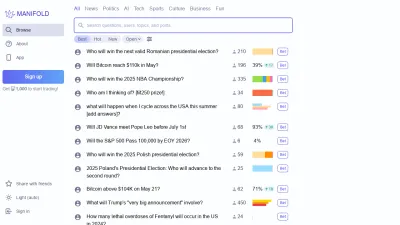 Screenshot of Manifold.markets
